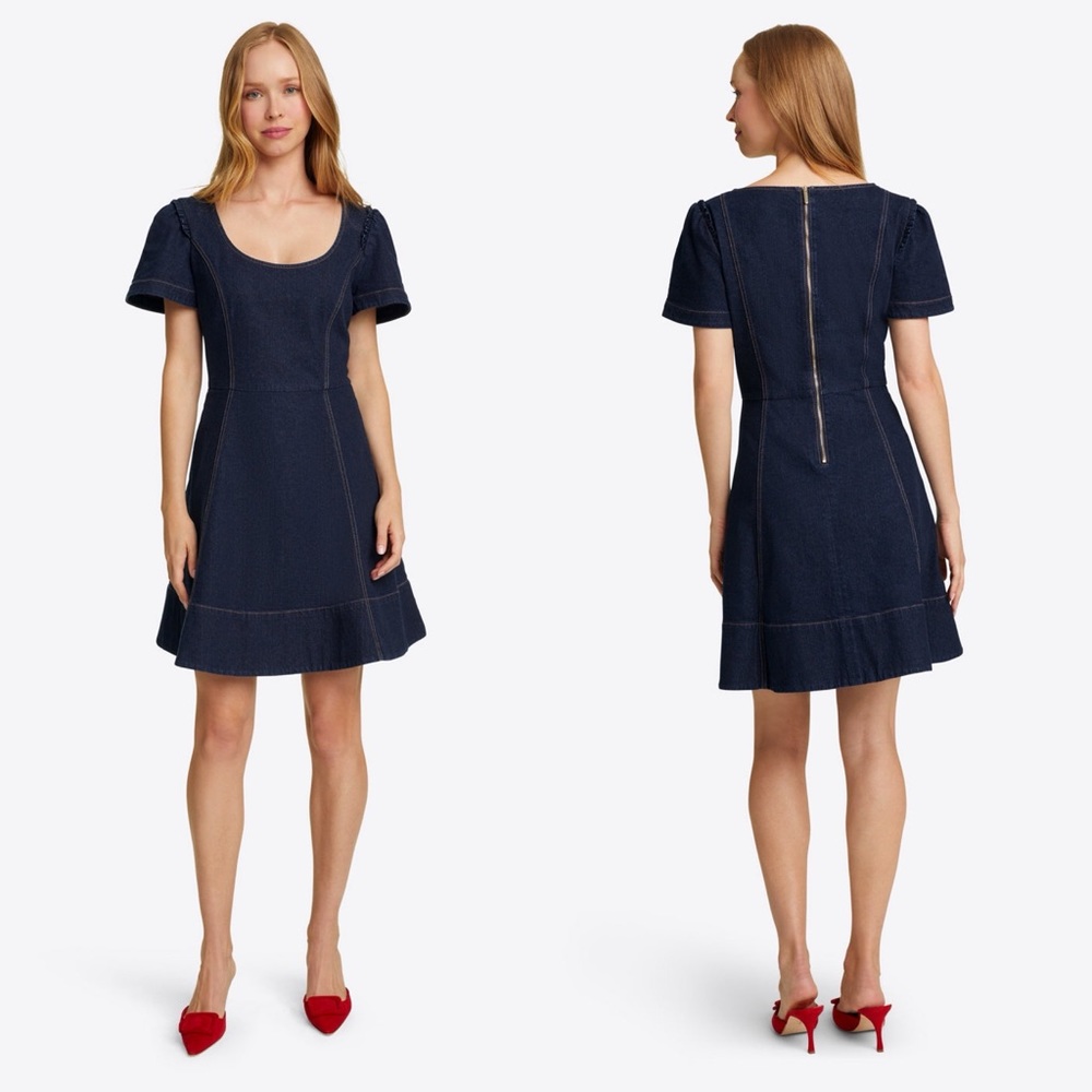 Draper James Faith Love Circle Mini Dress in Dark Wash Size 16 Denim Jean
